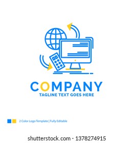 Access, control, monitoring, remote, security Blue Yellow Business Logo template. Creative Design Template Place for Tagline.