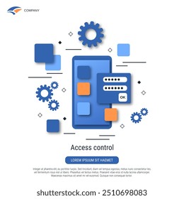 Access control, phone protection, information security flat vector concept illustration