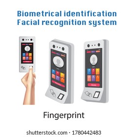 Access Control System with Fingerprint reader, Biometric Security Solution, vector