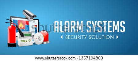 Access control system - Fire Alarm, Security system, Alarm zones, Security zones concept - website banner