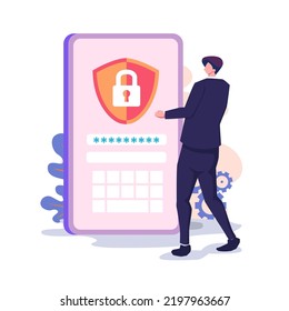 Access control system flat style illustration design