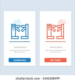 Access, Control, Turnstiles, Underground  Blue and Red Download and Buy Now web Widget Card Template