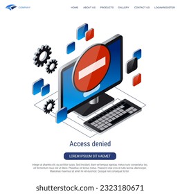 Access denied 3d isometric vector concept illustration