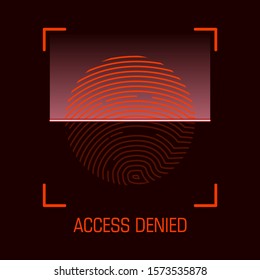 Access Denied concept. Fingerprint or thumbprint icon. Security identification scan in line style. Vector illustration print finger and thumb 