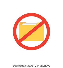 Access denied to a folder. This folder is unavailable. Denied access. Vector illustration.