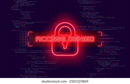 Access denied. Hacked system or cyber attack. Warning on the screen. Vector illustration.