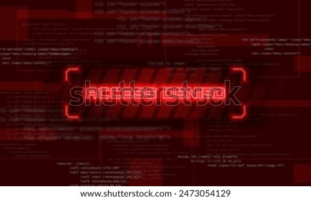 Access denied. Hacked system or cyber attack. Warning on the screen. Vector illustration.