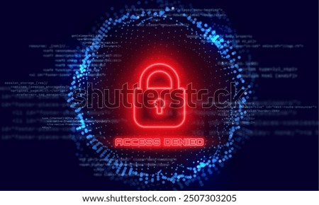 Access denied. Hacked system or cyber attack. Warning on the screen. Vector illustration.
