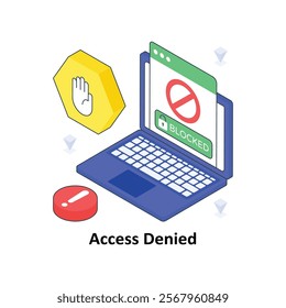 Access Denied isometric Colored illustration. EPS File stock illustration