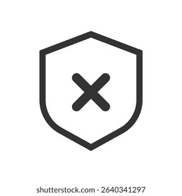 Access denied line design shield icon. Vector illustration. 