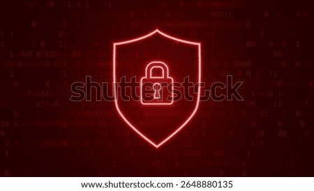 Access Denied Lock and Shield Database Protection Icon Bg. Hacker Interface Screen. High Tech UI Window. Hacking Sci-Fi HUD Warning. Vector Illustration. 