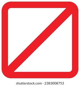 Access denied, prohibition, forbidden, stop or no sign vector icon. Red color, square shape empty flat sign for mobile concept, web design, video usage. Glyph icon, symbol, clip art on isolated bg.