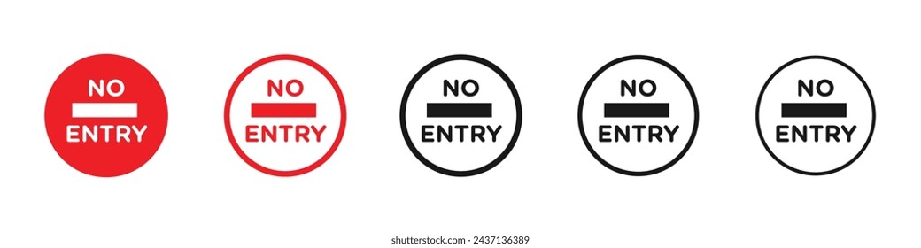 Access Denied Roadway Vector Icon Set. Street Entrance Blockade vector symbol for UI design.