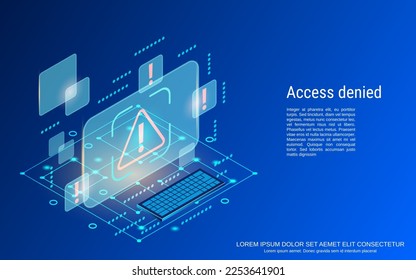 Acceso denegado, sistema bloqueado 3d ilustración de concepto vectorial isométrico 3d