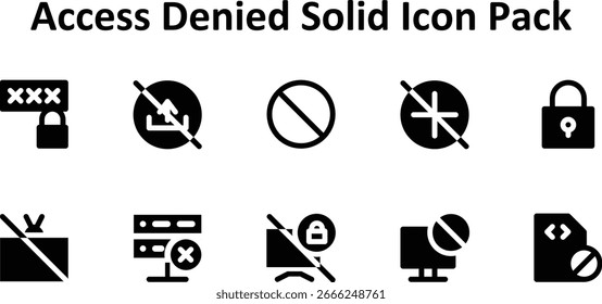 Access Denied UI Icons - 10 in Solid Fill Design