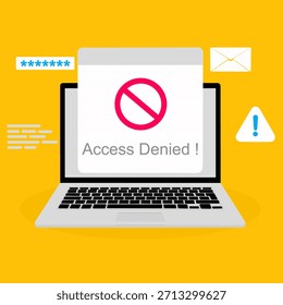Advertencia de acceso denegado en la pantalla del ordenador portátil