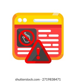 Acceso denegado y Ilustración vectorial de alertas de advertencia de seguridad de Sitio web, que representa seguridad cibernética, contenido bloqueado o error del sistema.