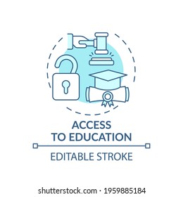 Access to education concept icon. Legal services types. Providing all needed informaton to improve skills idea thin line illustration. Vector isolated outline RGB color drawing. Editable stroke
