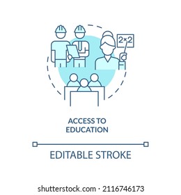 Access to education turquoise concept icon. Centrally planned ES advantages abstract idea thin line illustration. Isolated outline drawing. Editable stroke. Arial, Myriad Pro-Bold fonts used