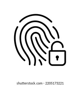 Greifen Sie auf Fingerabdruck-Vektorsymbol zu. Konzept der Entsperrung im Zusammenhang mit biometrischen Daten. Vektorsymbol in einfachem Stil einzeln auf weißem Hintergrund.