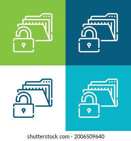 Acceso Plano cuatro colores mínimo conjunto de iconos