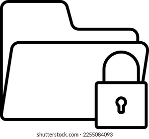 Access, folder, lock vector icon on transparent background. Outline Access, folder, lock vector icon