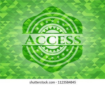 Access green emblem with triangle mosaic background
