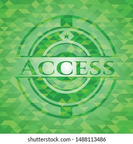 Access green emblem with triangle mosaic background. Vector Illustration. Detailed.