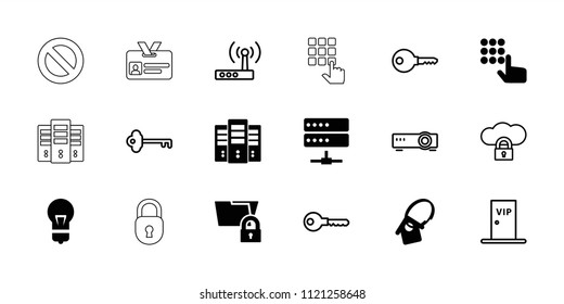 Access icon. collection of 18 access filled and outline icons such as folder protection, home key tag, key, hand on atm. editable access icons for web and mobile.