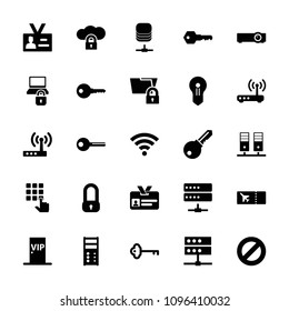 Access icon. collection of 25 access filled icons such as lock, server, cloud protection, folder protection, prohibited, badge, key. editable access icons for web and mobile.