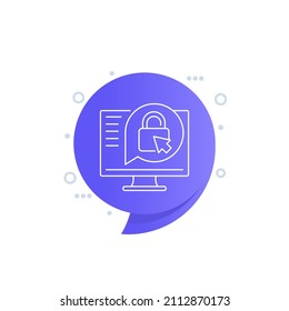 access icon with lock and cursor, linear design