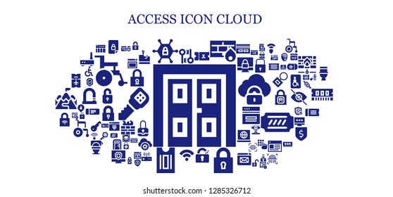  access icon set. 93 filled access icons. Simple modern icons about  - Double door, Encryption, Locked, Vpn, Ticket, Firewall, Unlocked, Lock, Wifi signal, Plane ticket, Data table