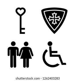 access icon set about key, wc sign, shield and disabled sign vector set