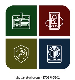 access icon set. Collection of Id card, Security, Key, Fingerprint icons