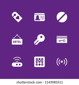 access icon set. prohibited, password and hotel vector icon for graphic design and web