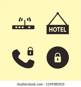 access icon. access vector icons set router, hotel, security telephone and lock
