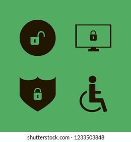 access icon. access vector icons set shield lock security, open lock, cyber security and disabled sign