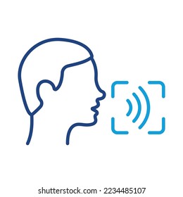 Access Identification by Voice to Smartphone Line Icon. Command Voice ID Recognition Technology Outline Pictogram. Speak for Access. Verification Symbol. Editable Stroke. Isolated Vector Illustration.