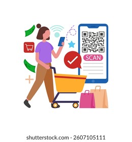 Access Information by Scanning Code Flat Vector Illustration