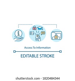 Access to information concept icon. Accessible knowledge idea thin line illustration. Open and unlimited data access. Globalization. Vector isolated outline RGB color drawing. Editable stroke