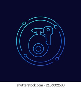 access to ip camera or cctv line vector icon