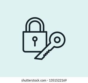 Access key icon line isolated on clean background. Access key icon concept drawing icon line in modern style. Vector illustration for your web mobile logo app UI design.
