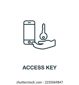 Icono de tecla de acceso. Icono monocromo de seguridad cibernética simple para plantillas, diseño web e infografías