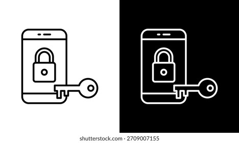 Diseño de conjunto de iconos blancos de contorno de clave de acceso