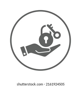 Access, key, password icon. Gray vector graphics.
