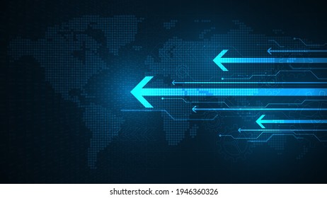 Access to large amounts of data at high speeds Using the arrow symbol means speed.