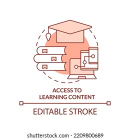 Access to learning content terracotta concept icon. Issue in corporate training abstract idea thin line illustration. Isolated outline drawing. Editable stroke. Arial, Myriad Pro-Bold fonts used