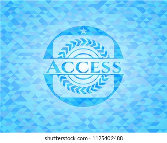 Access light blue emblem with triangle mosaic background