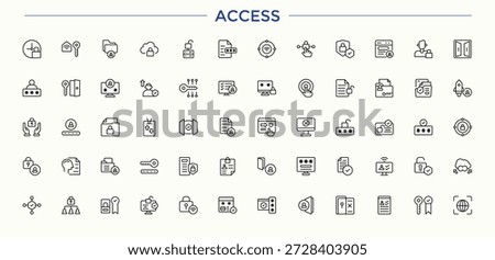 Access line icon set. Featuring id, identification, key, security and more. Access Control icon set. Outline icons pack. Vector illustration in modern line style.