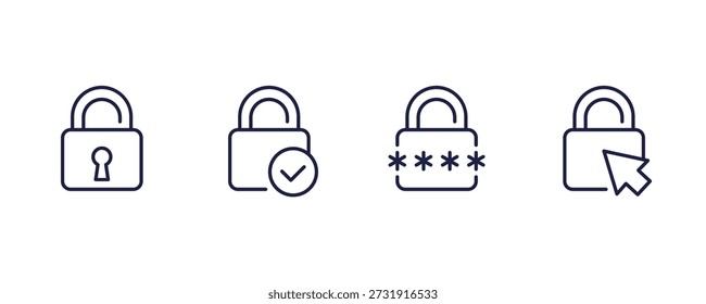 access line icons with lock for apps